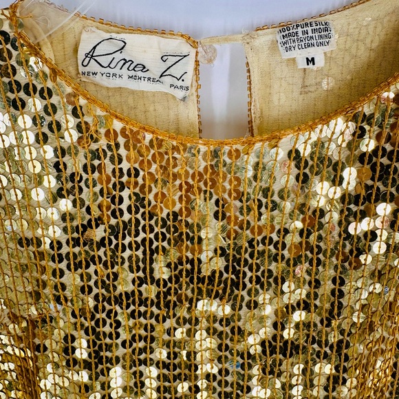 Vintage Gold Rina Z Sequin Top Medium - Picture 4 of 9